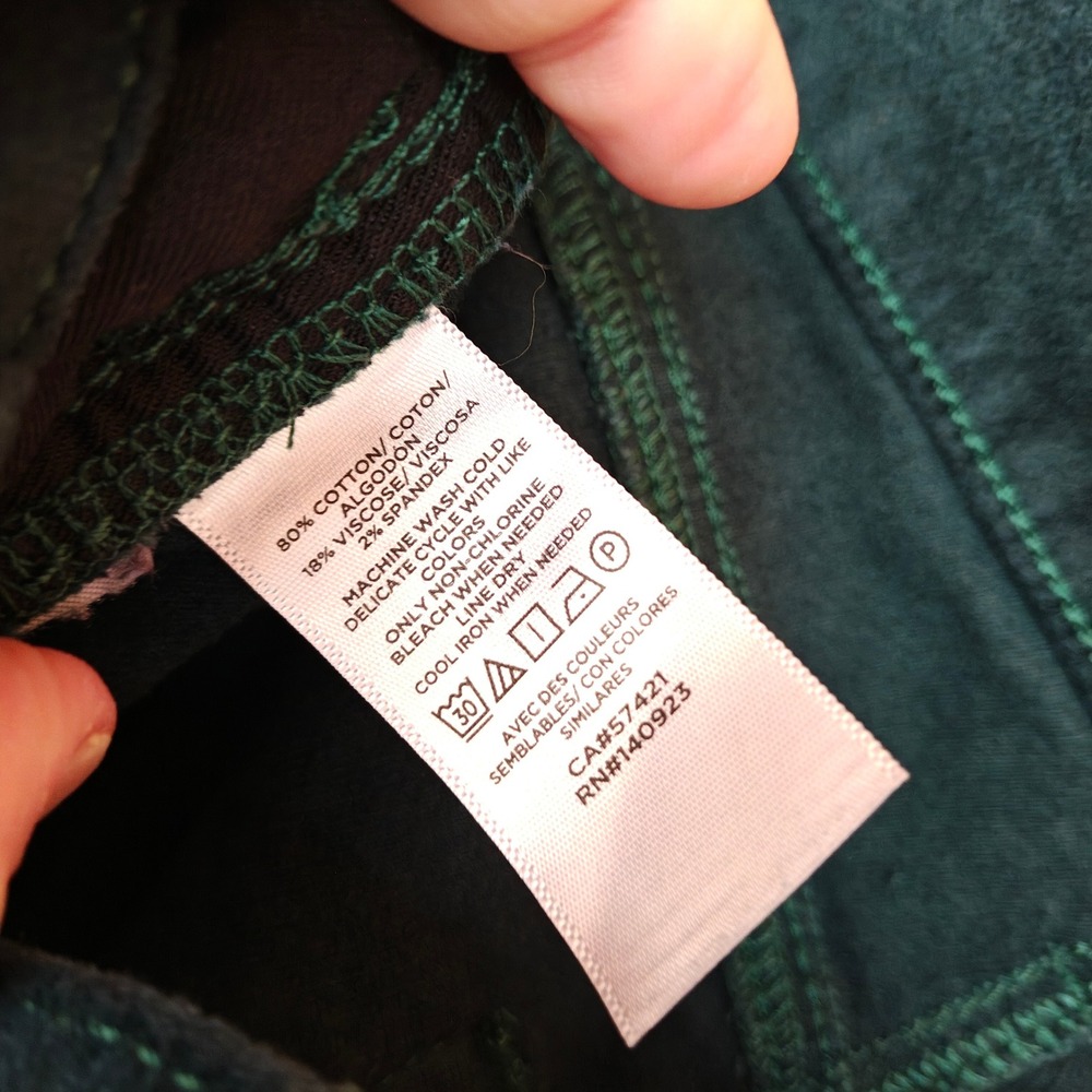 LOFT Curvy Velvet Skinny Pants Dark Green Ankle Trousers Stretch Sz 4(30") x 28" - Picture 9 of 9